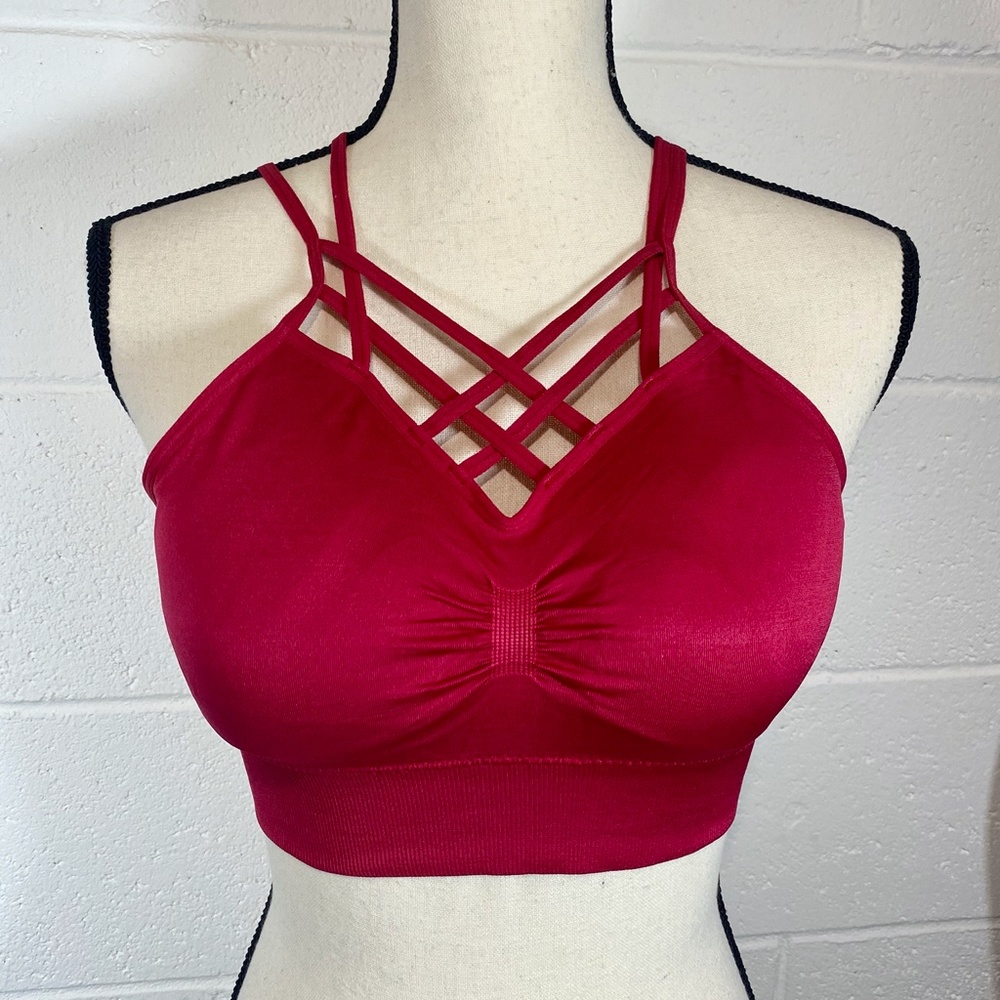 Itzon Strappy Red Sports Bra Small/Medium